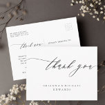 Cartão Postal Casamento com Caligrafia Moderna Simples Obrigado<br><div class="desc">Casamento de Caligrafia Simples e Moderno Obrigado Cartaz. Para personalização mais avançada deste design,  clique no botão "Personalizar" acima! Itens correspondentes também estão disponíveis.</div>