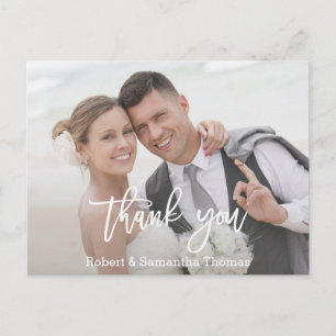 Cartão Postal Casamento com Caligrafia por Foto Chic Obrigado