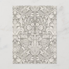 Cartão Postal Casamento com Damask Vintage White Casamento Antig