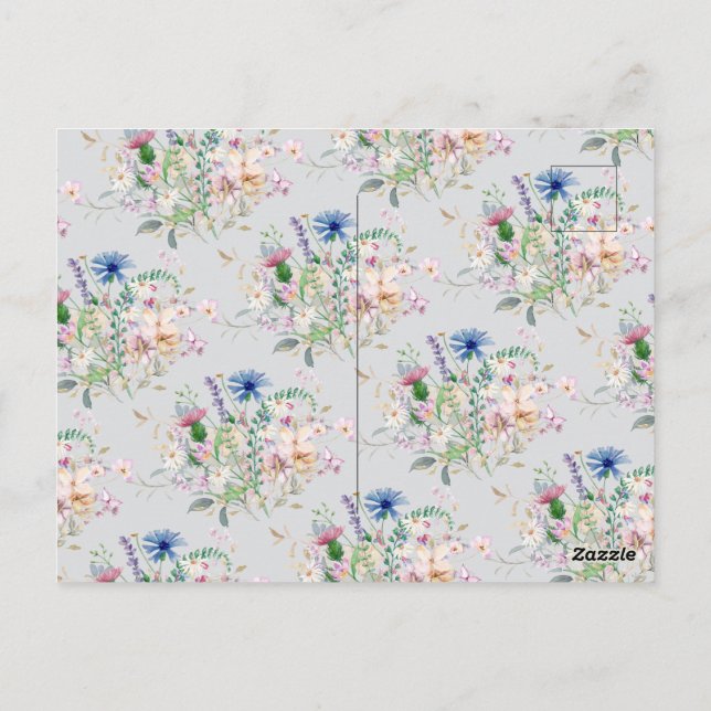 Cartão Postal Casamento com flora de buquê de flor silvestre sim (Verso)