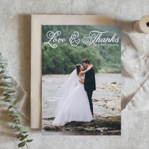 Cartão Postal Casamento com Foto Bonito White - Obrigado