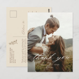 Cartão Postal Casamento com Foto Botânica Vintage Marfim