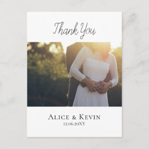Cartão Postal Casamento com Fotografia Simples Moderno - Obrigad