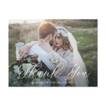 Casamento com Fotografias Elegante Branco Obrigado