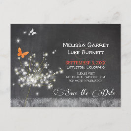 Cartão Postal Casamento com Glitzy Dandelion Chalkboard Salvar a