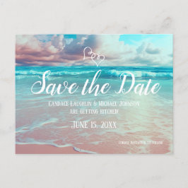 Cartão Postal Casamento com o Coração de Praia Turquesa Ocean Sa