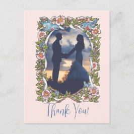 Cartão Postal Casamento com Obrigado de Foto do Jardim Floral Wa