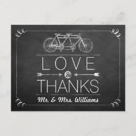 Cartão Postal Casamento com Tipografia Tandem Bicycle Chalkboard
