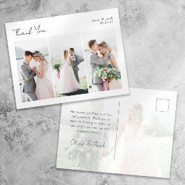 Cartão Postal Casamento com várias fotos da caligrafia Obrigado