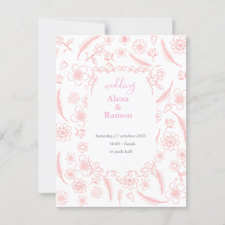 Cartão Postal casamento cor-de-rosa