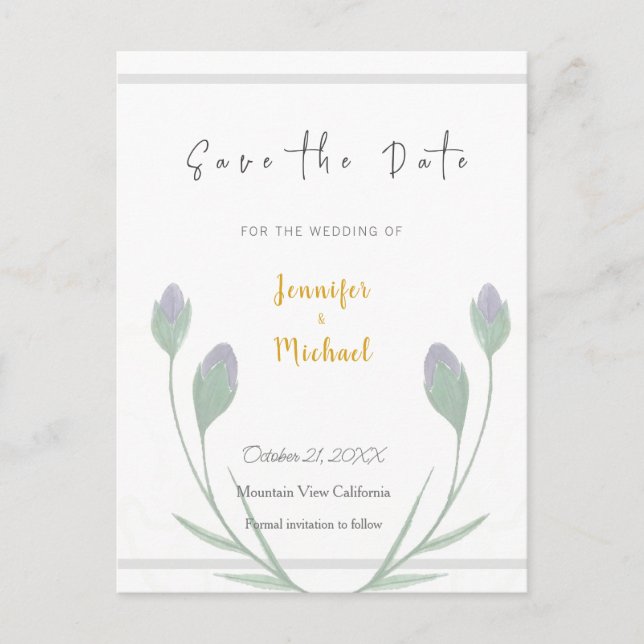 Cartão Postal Casamento Cor Dourada Grafismo Caligráfico Salve a (Frente)