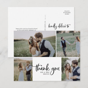 Cartão Postal Casamento Da Colagem De Fotos Rustic Script 4 Obri