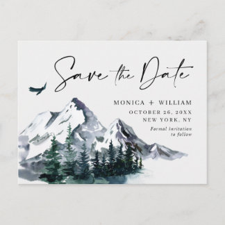 Cartão Postal Casamento da Floresta das Montanhas de Aquarela Sa