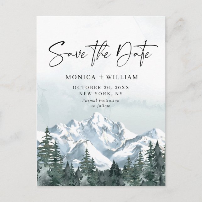 Cartão Postal Casamento da Floresta das Montanhas de Aquarela Sa (Frente)