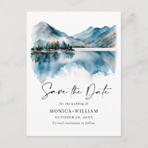 Cartão Postal Casamento da Floresta das Montanhas de Aquarela Sa