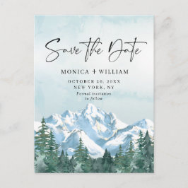 Cartão Postal Casamento da Floresta das Montanhas de Aquarela Sa