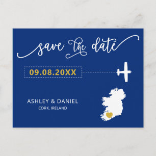 Cartão Postal Casamento da Irlanda do marinho Salve o Mapa de Da