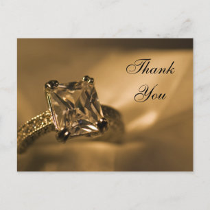 Cartão Postal Casamento da Princesa Cut Diamond Ring Obrigado No