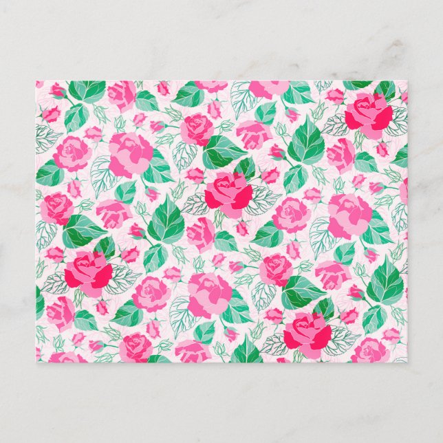 Cartão Postal Casamento das flores de Rosa verde rosa (Frente)
