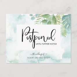 Cartão Postal Casamento de Adiamento de Cor da Água Verde Azul