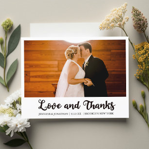 Cartão Postal Casamento de Amor e Agradecimento Foto Obrigado