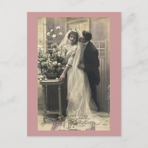 Cartão Postal Casamento De Amor Romântico Francês