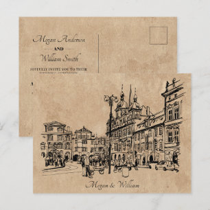 Cartão Postal Casamento de arquitetura Vintage