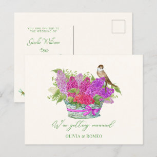 Cartão Postal Casamento de aves buquês