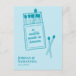 Cartão Postal Casamento de Azul Turquesa Feito no Céu Salve a Da