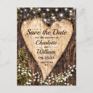 Cartão Postal Casamento De Bebê Do Coração Da Madeira Salva A