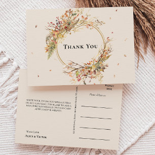 Cartão Postal Casamento De Beige Da Elegante Rustic Fall Obrigad