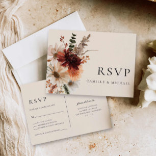 Cartão Postal Casamento De Burgundy Fall Rsvp