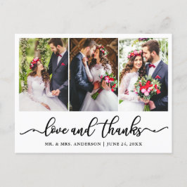 Cartão Postal Casamento de Caligrafia Elegante Agradecimento 3 F