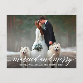 Cartão Postal Casamento de Caligrafia Elegante e Casamento de Fe