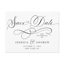 Casamento de Caligrafia Elegante Salva o Cartão-Po