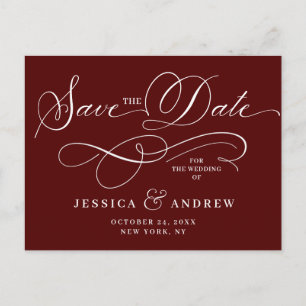 Cartão Postal Casamento de Caligrafia Elegante Salva o Cartão-Po