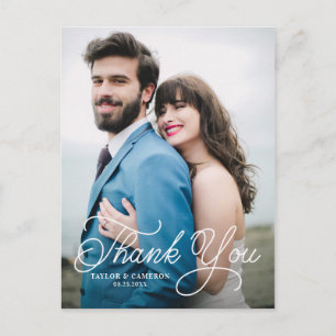 Cartão Postal Casamento de Caligrafia Manuscrita Obrigado II