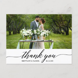 Cartão Postal Casamento de Caligrafia Moderna e Elegante Agradec