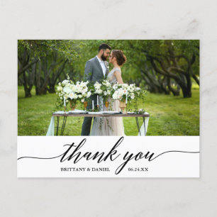 Cartão Postal Casamento de Caligrafia Moderna e Elegante Agradec