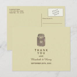 Cartão Postal Casamento de Campo Agradecimento Jar de Pedreiro e