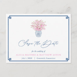 Cartão Postal Casamento De Chinoiserie Com marinho E Rosa Salvar