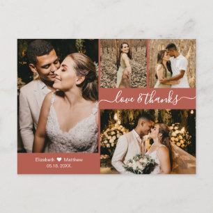 Cartão Postal Casamento de Colagem de Fotos do Modern Terracotta