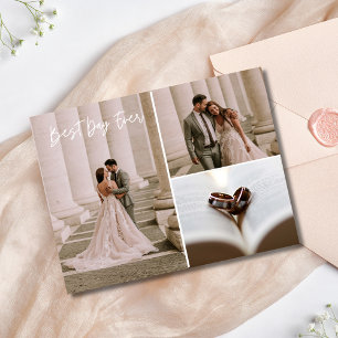 Cartão Postal Casamento de Colagem de Fotos Elegante Obrigado
