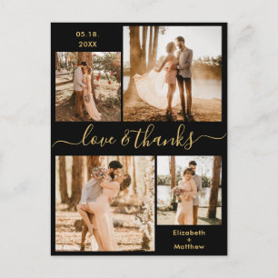 Cartão Postal Casamento de Colagem Fotográfica de Obrigados e Am