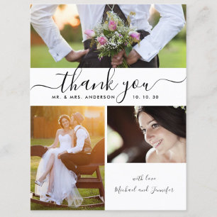 Cartão Postal Casamento de Colagem Fotográfica Simples - Obriga