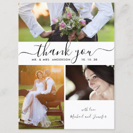 Cartão Postal Casamento de Colagem Fotográfica Simples - Obrigad