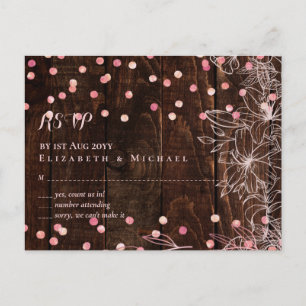 Cartão Postal Casamento de Confetti Rosa-Rosa-Rosa, Russo Modern
