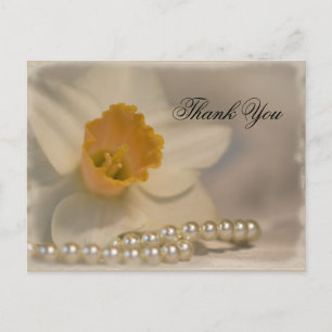 Cartão Postal Casamento de Daffodil e Pearls Obrigado
