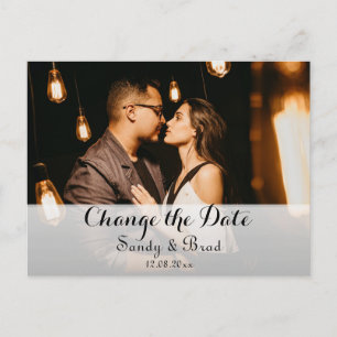 Cartão Postal Casamento de Data de Alteração Personalizada de 