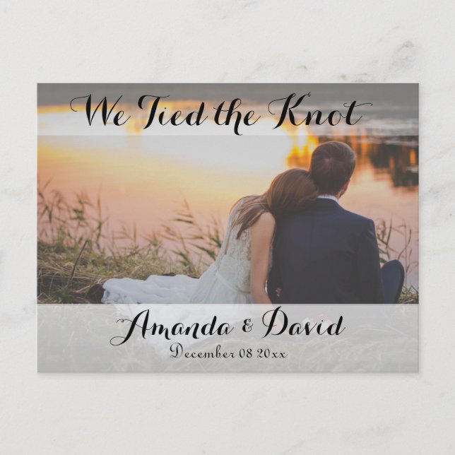 Cartão Postal Casamento de Data de Alteração Personalizada de Fo (Frente)